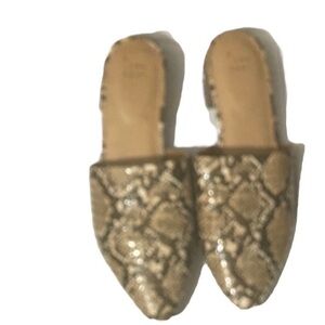 A New Day Mules Womens 9 Codi Flats Slip Ons Snake Skin Print Studs Pointed Toe
